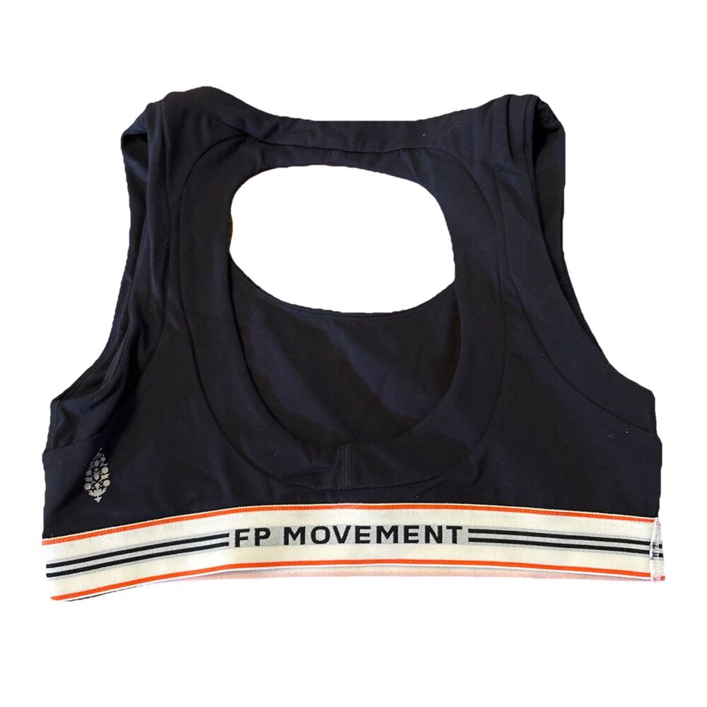 Women’s Free People Movement Sports Bra Navy Back Opening Wide Straps Size S - Picture 2 of 7